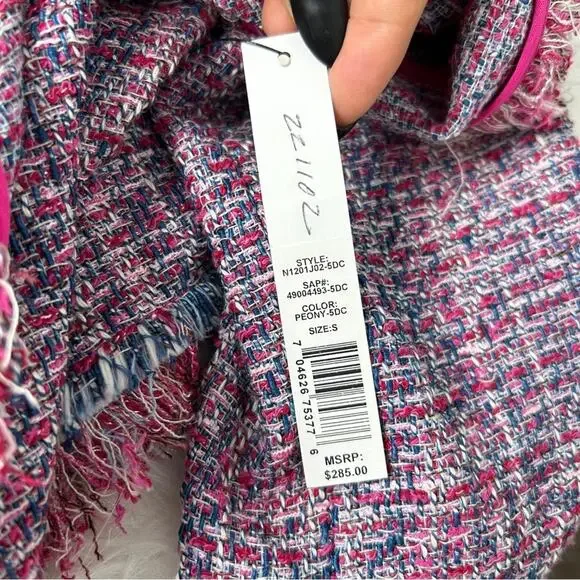ROBBI & NIKKI Tweed Blazer Jacket Womens Small Pink Maximalist Office Fun Funky - Picture 7 of 9